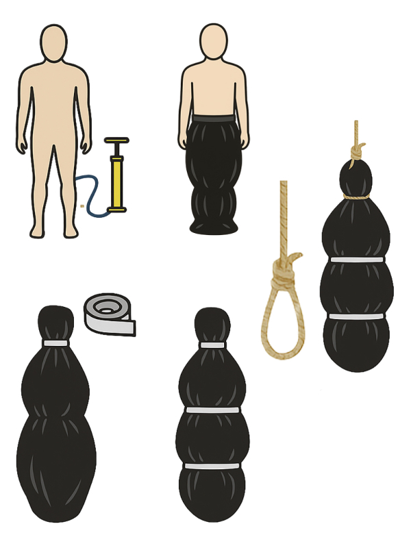 Cadavre gonflable en sac 178 cm – Décoration scène de crime