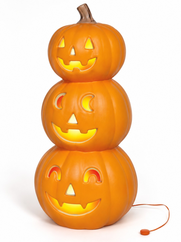 3 citrouilles Halloween lumineuses empilées – 52 cm 3/4