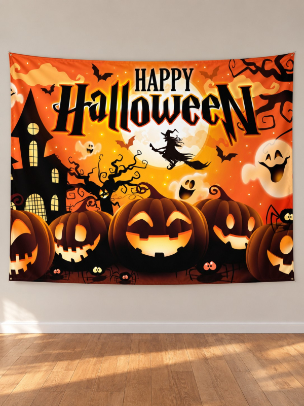 Photocall Halloween 220x150 cm – Bannière Tissu "Happy Halloween