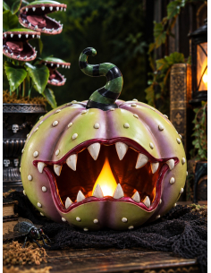 Citrouille carnivore Halloween lumineuse en résine 28 cm 2