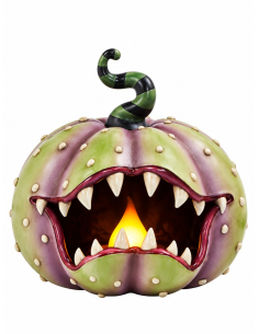 Citrouille carnivore Halloween lumineuse en résine 28 cm