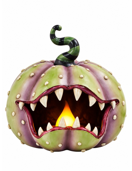 Citrouille carnivore Halloween lumineuse en résine 28 cm