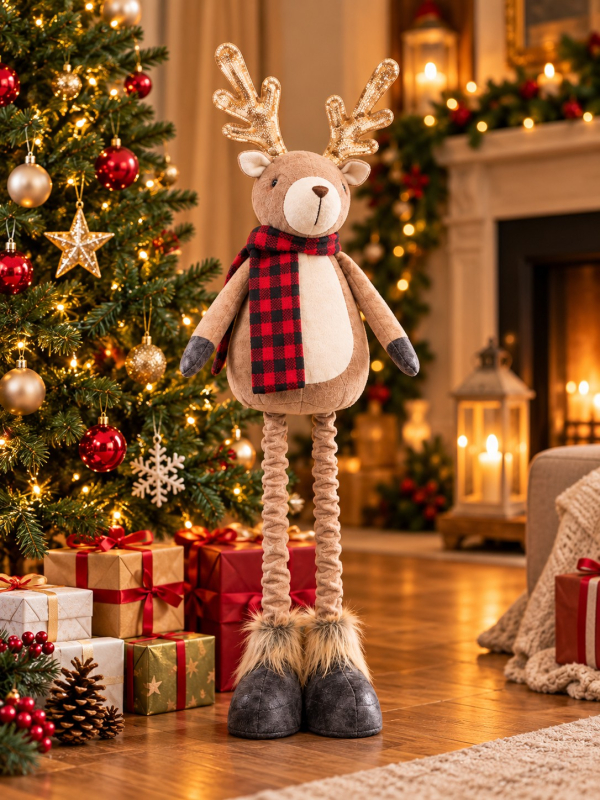 Renne de Noël Justin à jambes télescopiques 61 cm