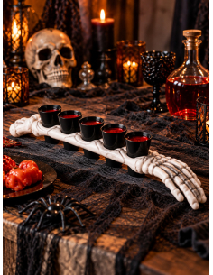 Présentoir 5 shooters Halloween bras de squelette 48 cm