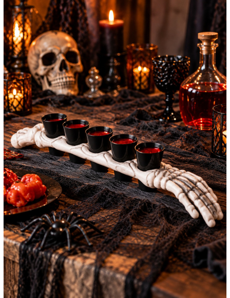 Présentoir 5 shooters Halloween bras de squelette 48 cm