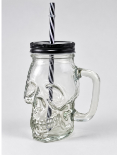 Verre tête de mort 500 ml avec paille – Halloween
