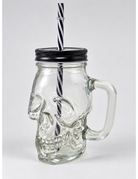 Verre tête de mort 500 ml avec paille – Halloween