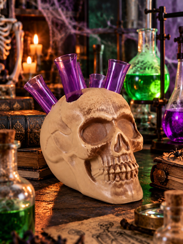 Crâne avec 5 shooters tubes à essai – Halloween