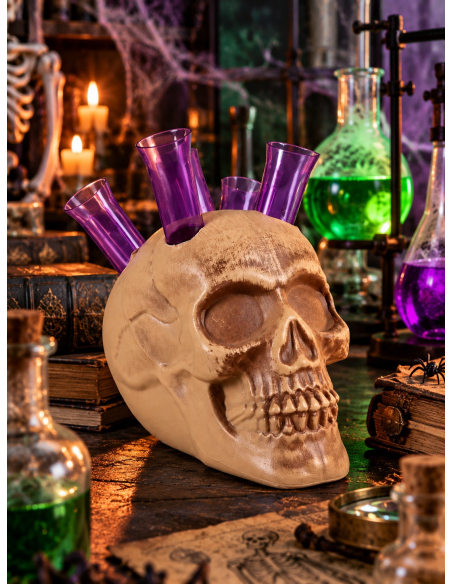 Crâne avec 5 shooters tubes à essai – Halloween