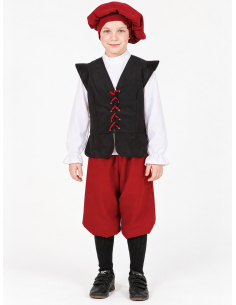 Déguisement médiéval garçon – Costume enfant 4 pièces rouge et noir 2