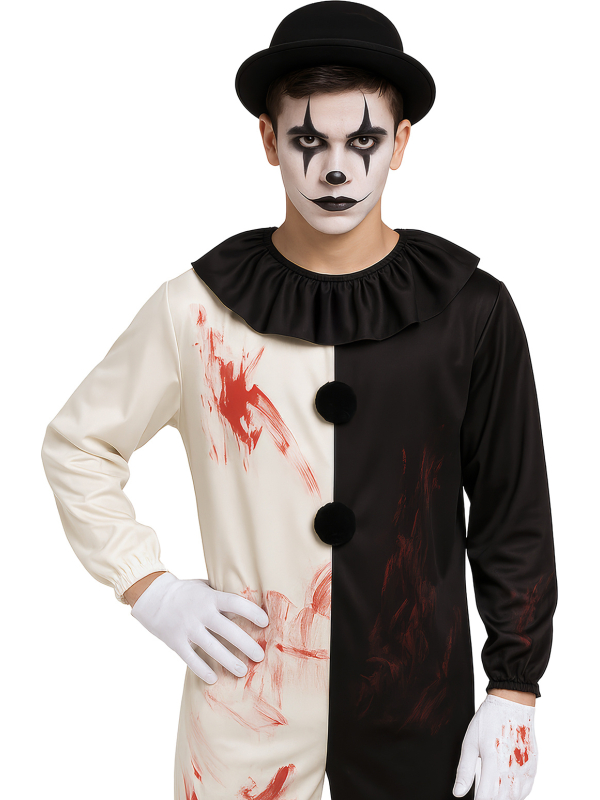 Déguisement clown terrifiant homme noir et blanc – Taille L