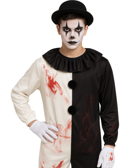 Déguisement clown terrifiant homme noir et blanc – Taille L