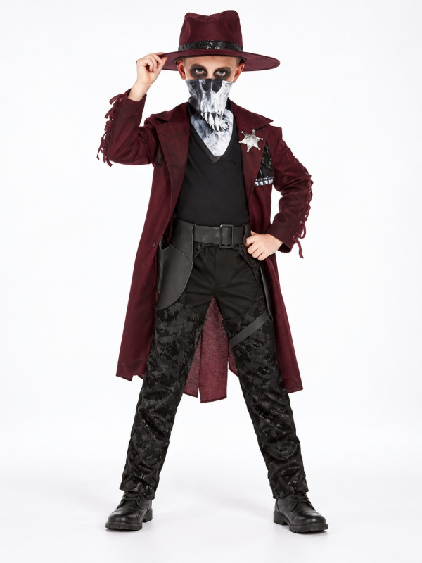 Déguisement cowboy sombre garçon avec masque tête de mort
