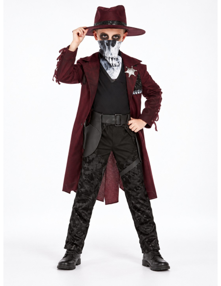 Déguisement cowboy sombre garçon avec masque tête de mort