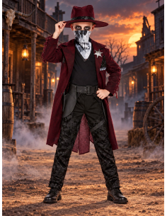 Déguisement cowboy sombre garçon avec masque tête de mort