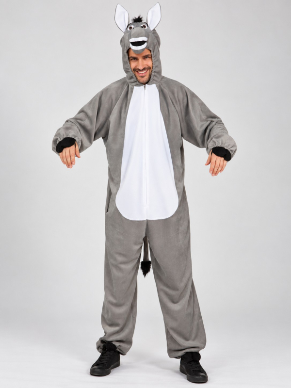 Déguisement d’âne adulte gris avec capuche – Taille unique jusqu’au 54/58