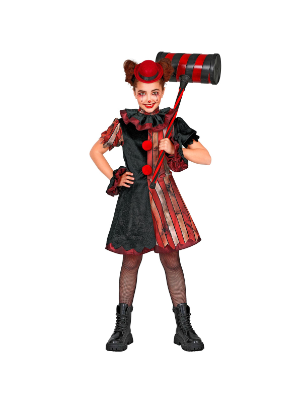 Déguisement clown maléfique fille noir et rouge