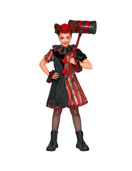 Déguisement clown maléfique fille noir et rouge