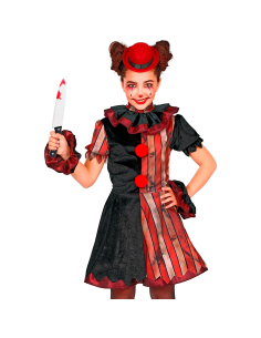 Déguisement clown maléfique fille noir et rouge
