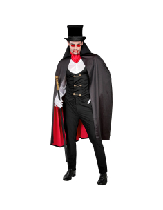Déguisement vampire homme avec cape noir et rouge face