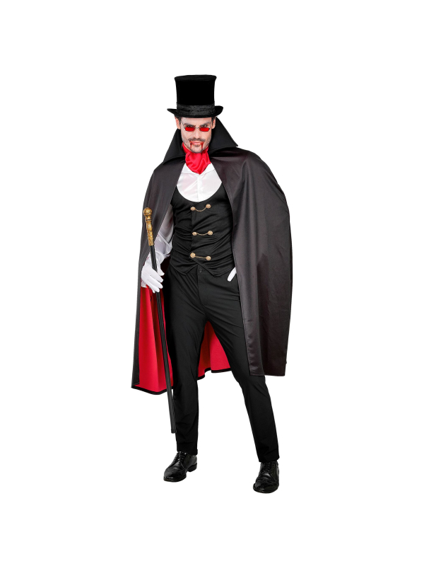 Déguisement vampire homme avec cape noir et rouge face