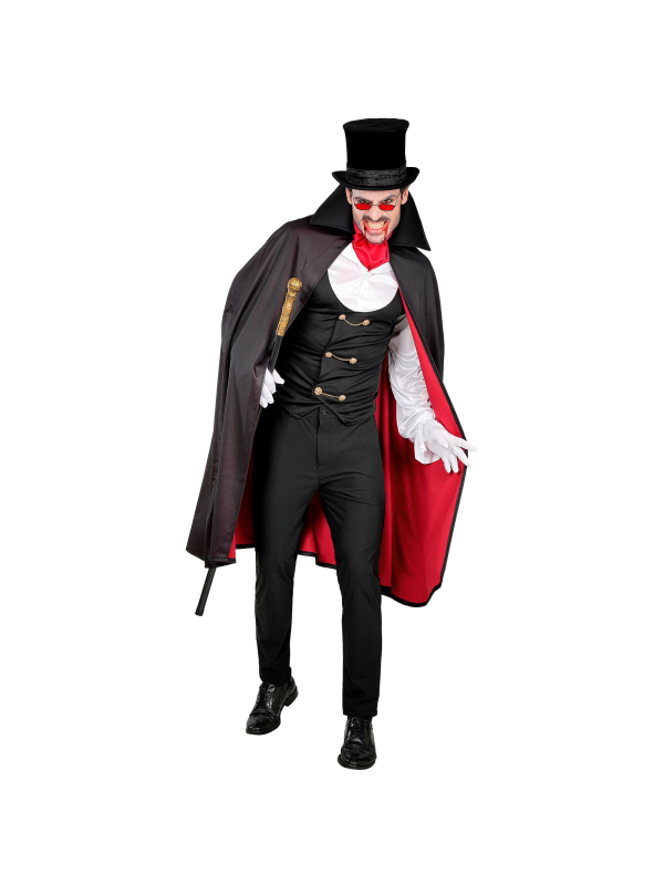 Déguisement vampire homme avec cape noir et rouge
