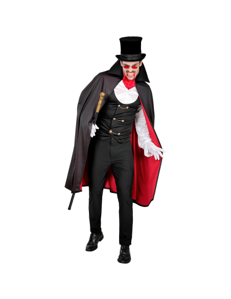 Déguisement vampire homme avec cape noir et rouge
