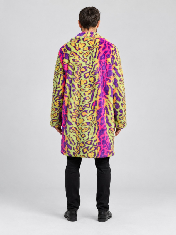 Manteau fausse fourrure néon homme Carnaval de Dunkerque dos