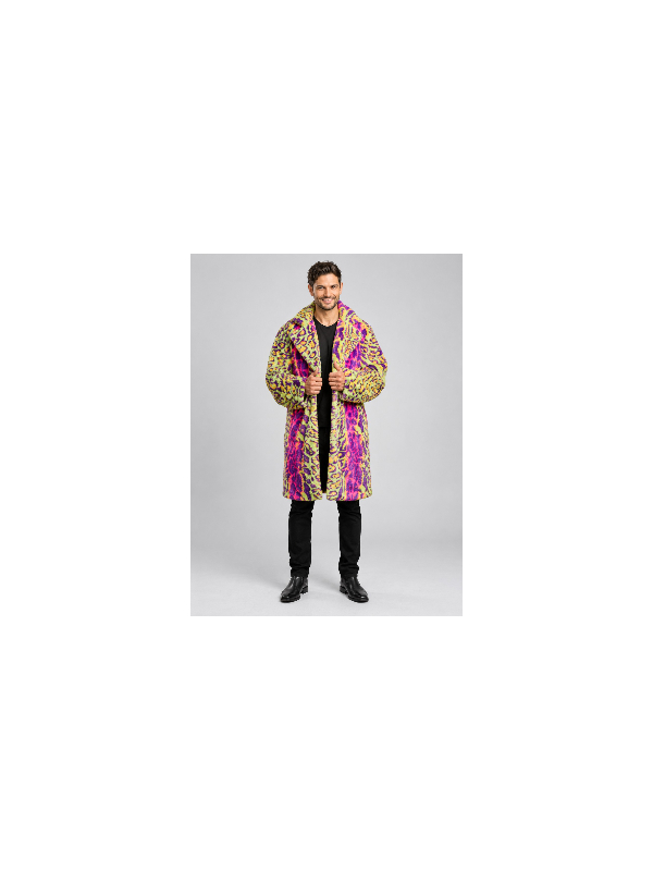 Manteau fausse fourrure néon homme Carnaval de Dunkerque face