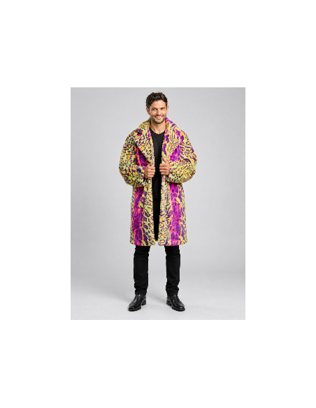 Manteau fausse fourrure néon homme Carnaval de Dunkerque face
