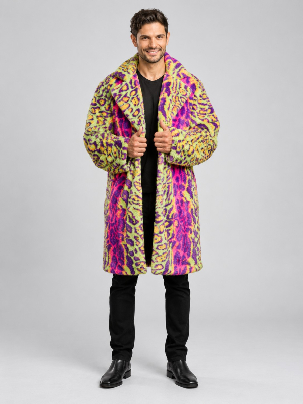 Veste fausse fourrure néon homme Carnaval de Dunkerque