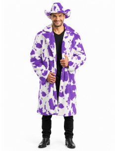 Manteau fausse fourrure vache homme – Carnaval de Dunkerque noir et blanc 2