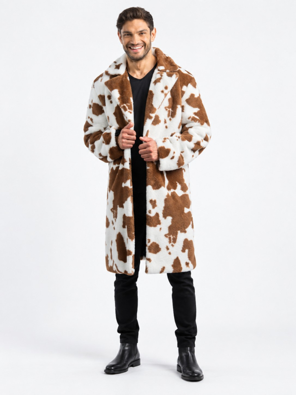 Manteau fausse fourrure vache homme – Carnaval de Dunkerque