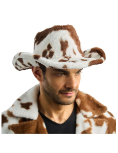 Chapeau cowboy fausse fourrure imprimé vache – Mixte rose 2