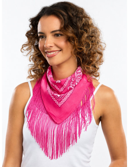Bandana à franges western 54 cm fushia