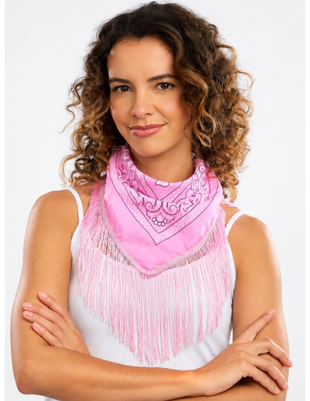 Bandana à franges western 54 cm rose