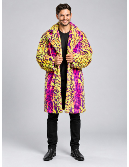 Manteau fausse fourrure néon homme Carnaval de Dunkerque