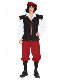 Déguisement paysan médiéval homme – costume villageois bordeaux