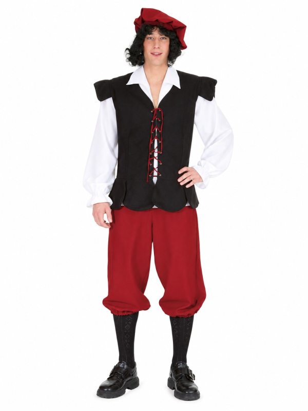 Déguisement paysan médiéval homme – costume villageois bordeaux