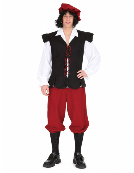 Déguisement paysan médiéval homme – costume villageois bordeaux