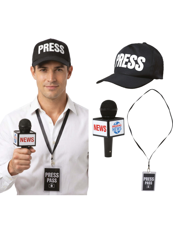 Set journaliste adulte unisexe noir