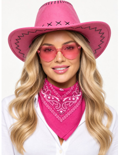Set cowboy rose adulte unisexe – chapeau, lunettes et foulard