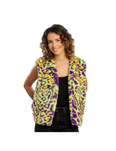 Veste sans manches en fausse fourrure néon multicolore adulte