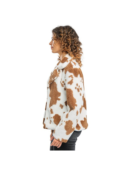 Veste fausse fourrure vache femme marron
