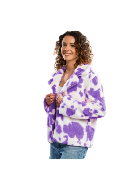 Veste fausse fourrure vache femme  violet