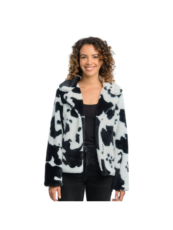 Veste fausse fourrure vache femme noir