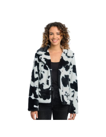 Veste fausse fourrure vache femme noir