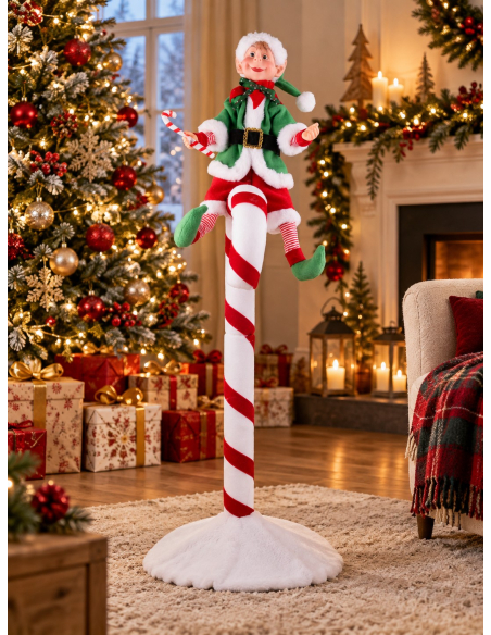 Automate Lutin de Noël sur Sucette Géante 130 cm – Animé et Sonore