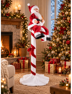 Automate Père Noël sur Sucre d’Orge 140 cm – Animé et Sonore