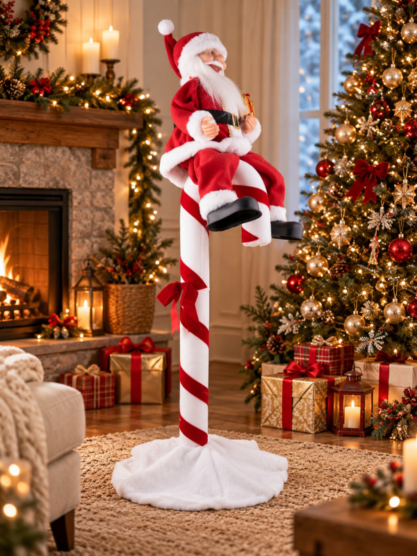 Automate Père Noël sur Sucre d’Orge 140 cm – Animé et Sonore
